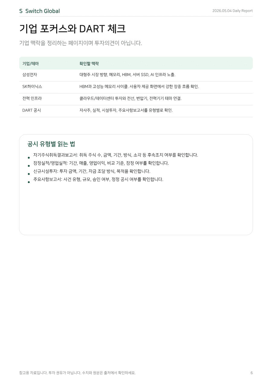2026년 5월 4일 데일리 코리아 마켓 리포트 PDF 미리보기 6